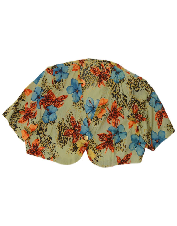vintage Femmes Surdimensionné Boléro Top UK 14 Moyen Vert Floral