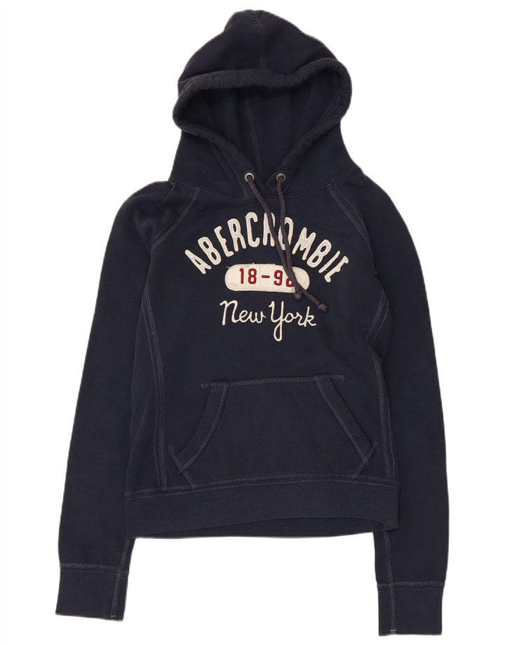 ABERCROMBIE & FITCH Pull à capuche New York pour femme UK 10 Small Bleu marine