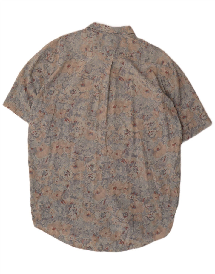 VINTAGE Chemise à manches courtes pour homme XL Rayonne florale multicolore
