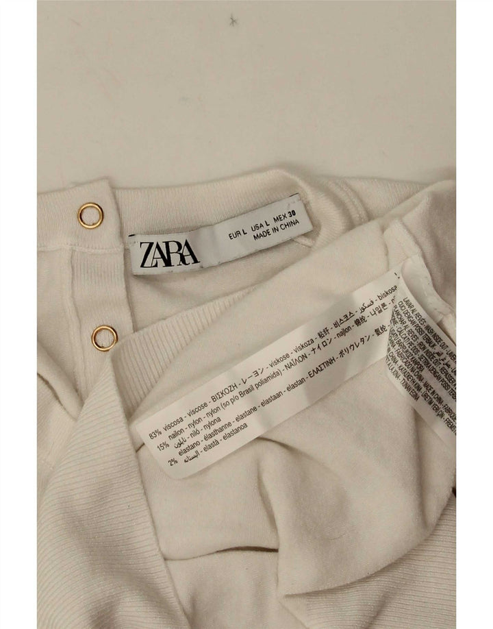 Zara Chemisier Femme Top UK 14 Large Viscose Blanche
