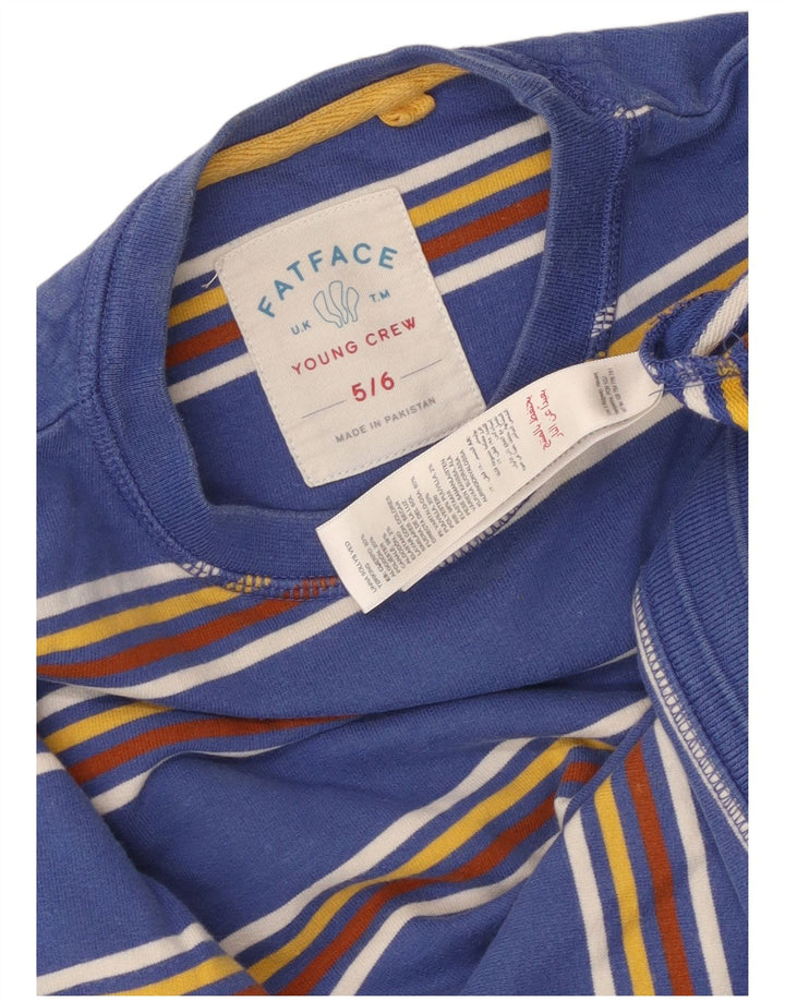 Fat Face Sweat-Shirt Garçon 5-6 Ans Bleu Rayé Coton