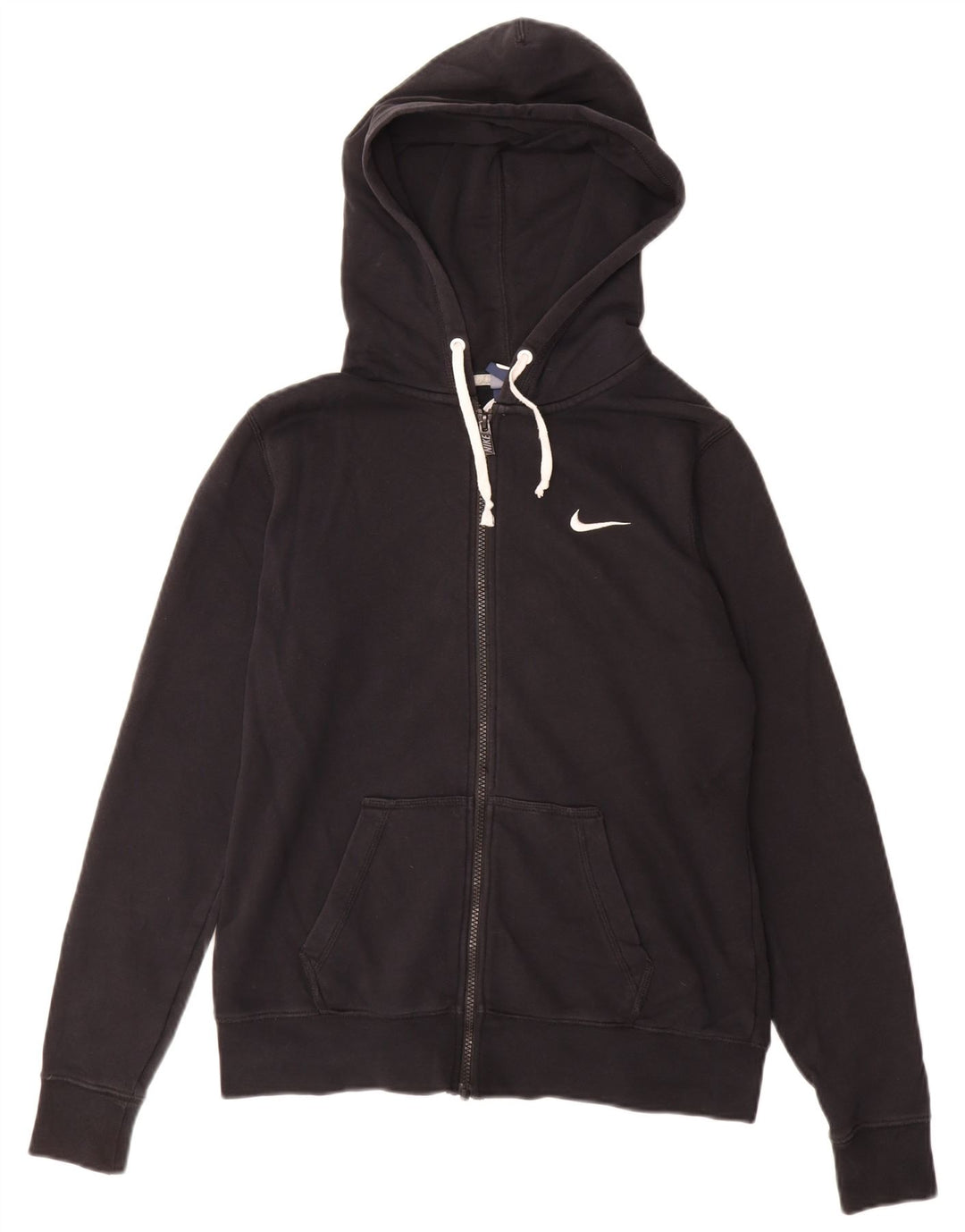 NIKE Pull à capuche zippé pour femme UK 16 Grand coton noir