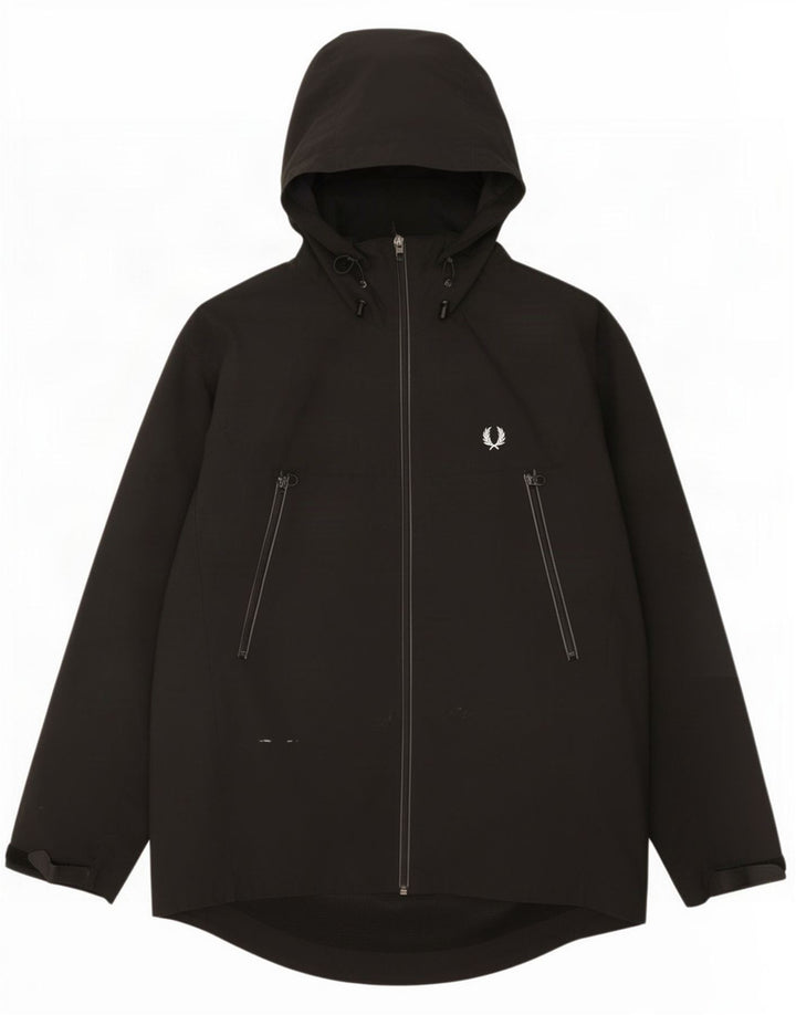 Fred Perry Veste de pluie à capuche pour homme UK 38 Medium Black Nylon