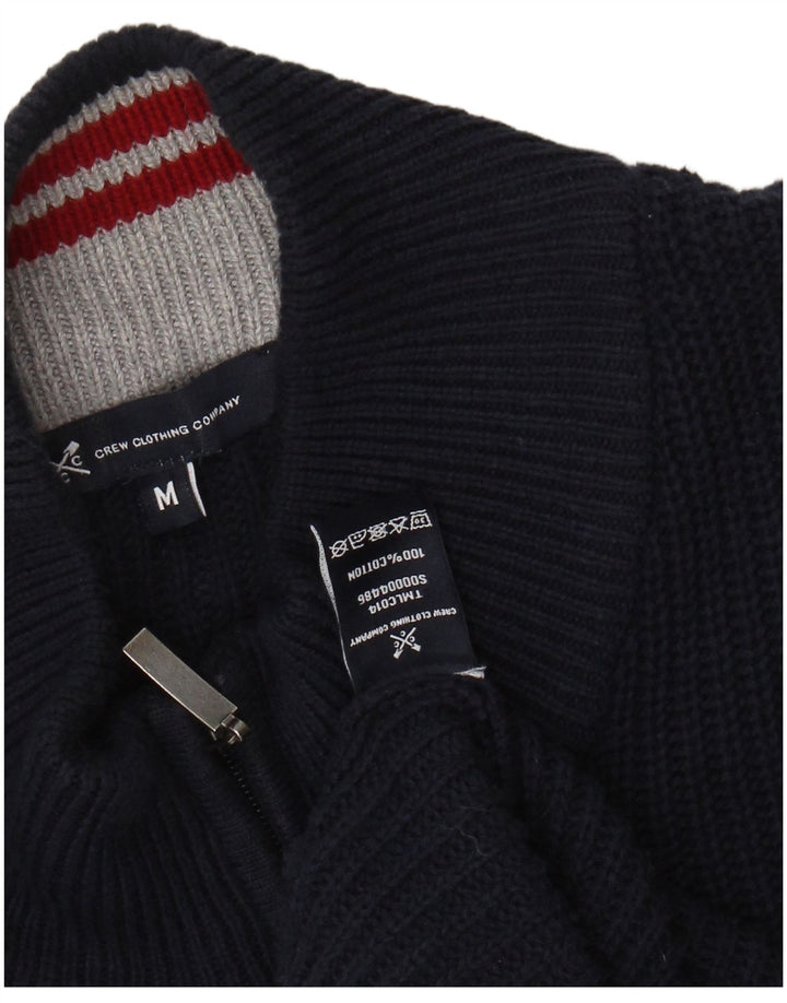CREW CLOTHING Pull à col zippé pour femme UK 14 Bleu marine moyen Coton