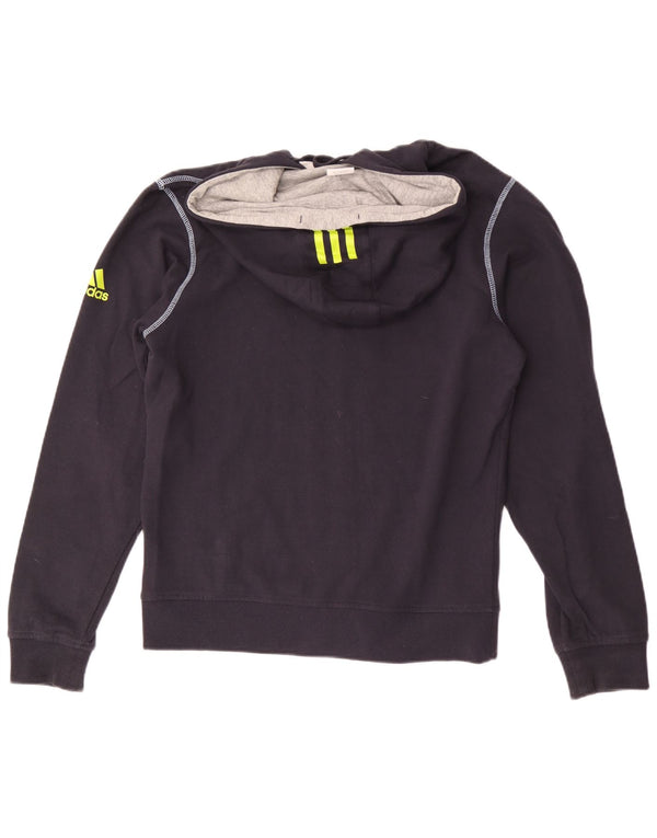 Adidas Pull à capuche zippé graphique pour homme Petit coton bleu marine