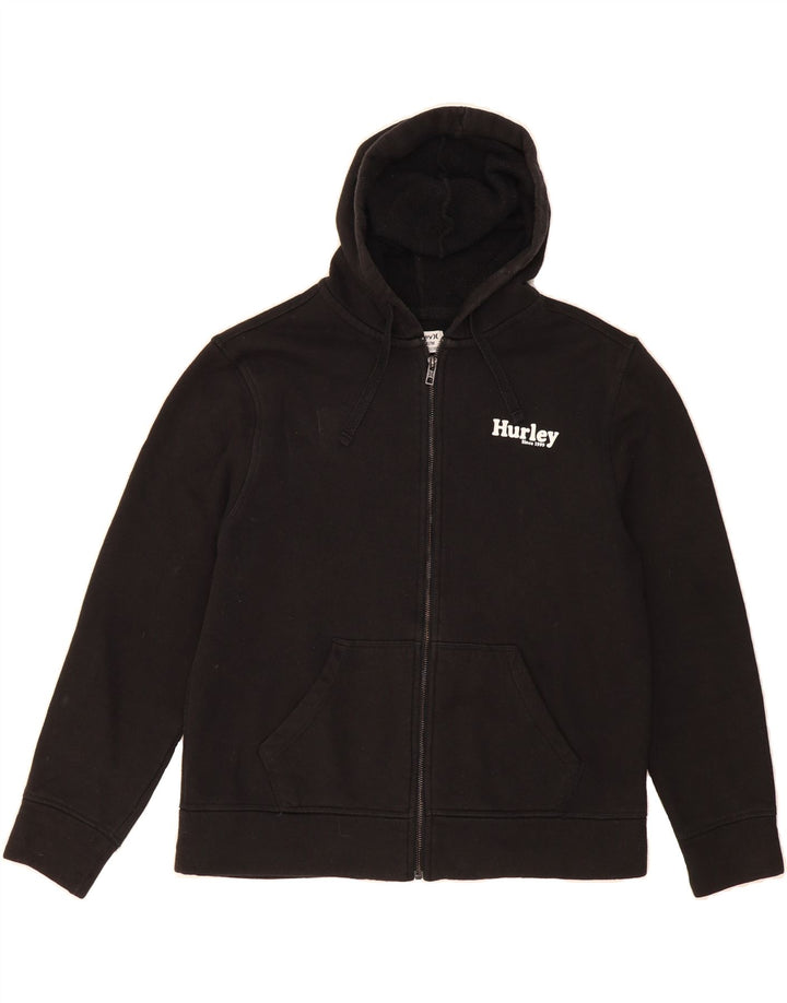 HURLEY Womens Graphic Zip Hoodie Sweater Medium Black Cotton Vintage Hurley and Second-Hand Hurley from Messina Hembry 