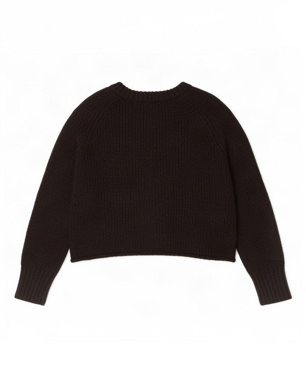 Zara Pull court surdimensionné à col bateau pour femme UK 10 Petit Noir