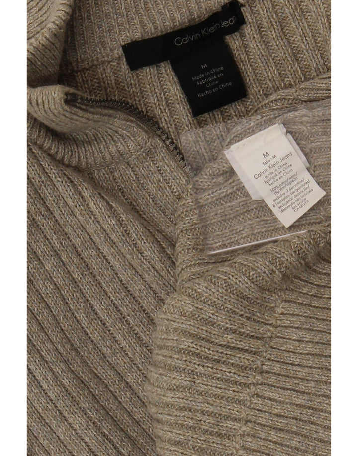 CALVIN KLEIN JEANS Pull Col Zippé Homme Beige Moyen Moucheté