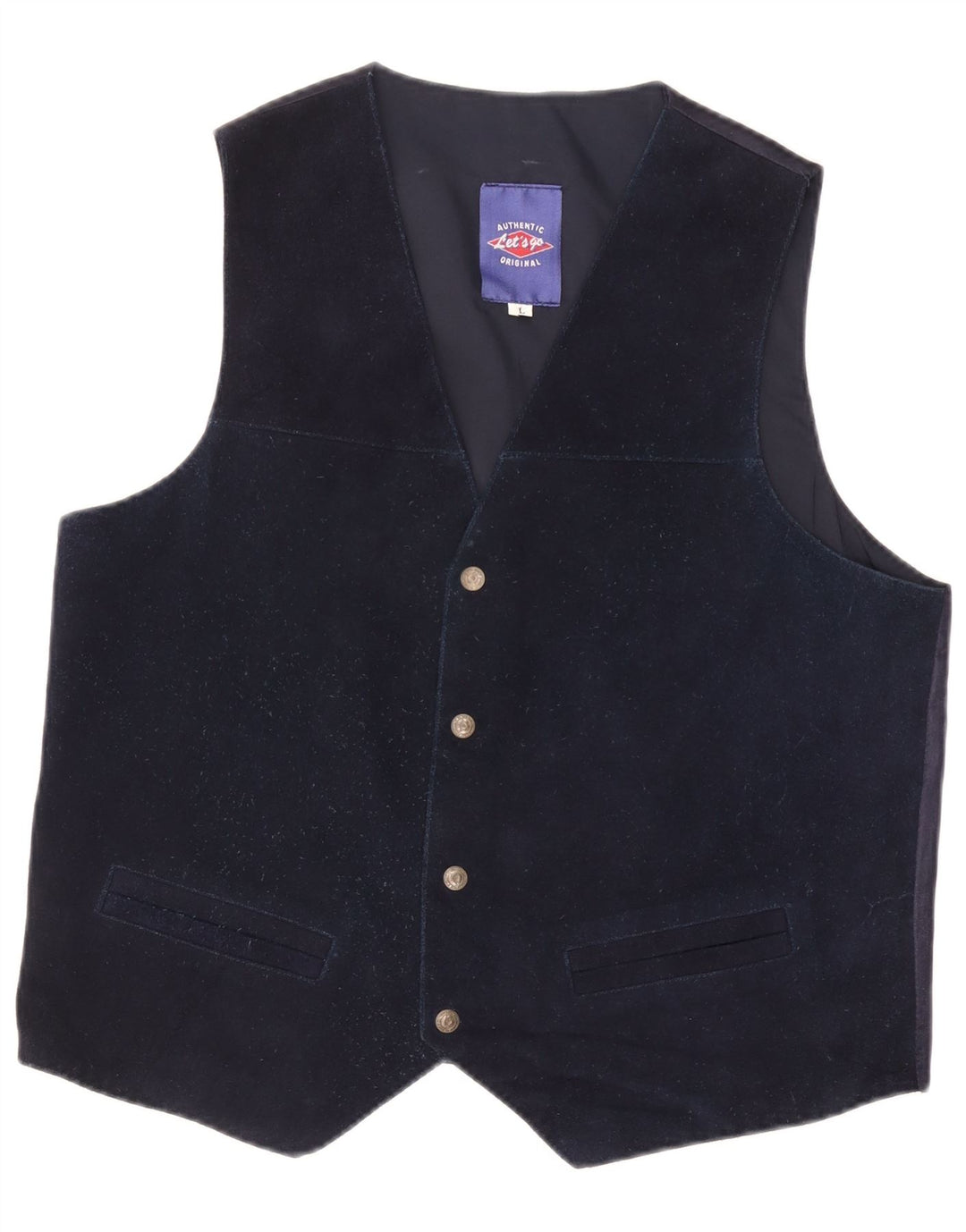 VINTAGE Gilet en Daim Homme Grand Cuir Bleu Marine
