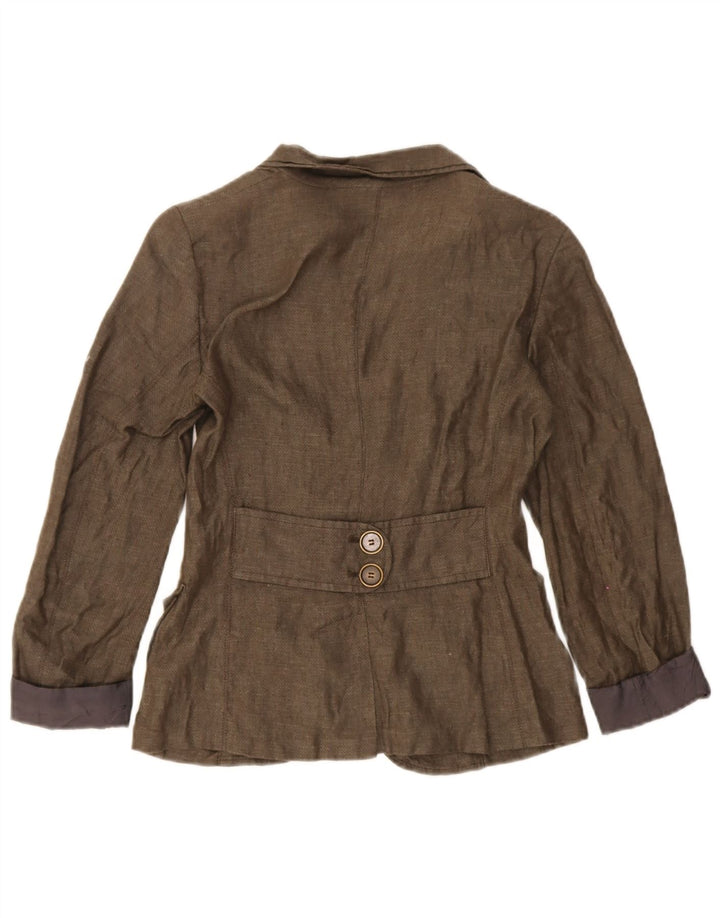 Max & Co. Veste blazer à 2 boutons pour femme UK 6 XS en lin marron