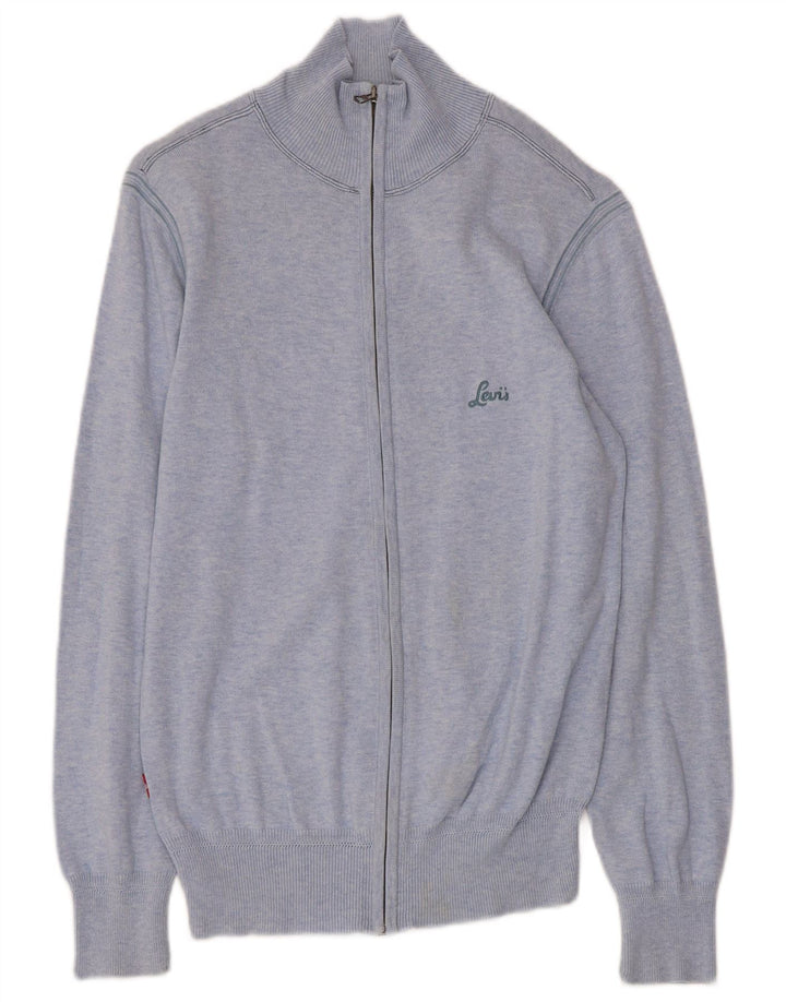 LEVI'S Pull Cardigan Femme UK 10 Petit Bleu Coton