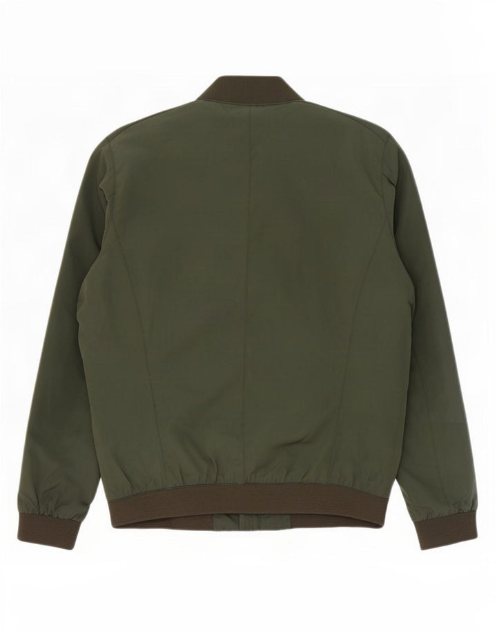 Zara Mens Bomber Jacket UK 40 Large Vert Polyester
