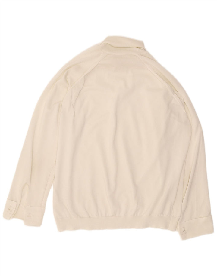 vintage Femmes Surdimensionné Manches Longues Blouse Top UK 16 Grand Blanc