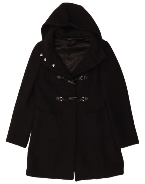 Benetton Duffle Coat À Capuche Femme IT 44 Laine Noir Moyen
