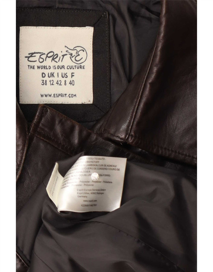 Esprit Veste en cuir à double boutonnage pour femme UK 12 Cuir d'agneau marron moyen