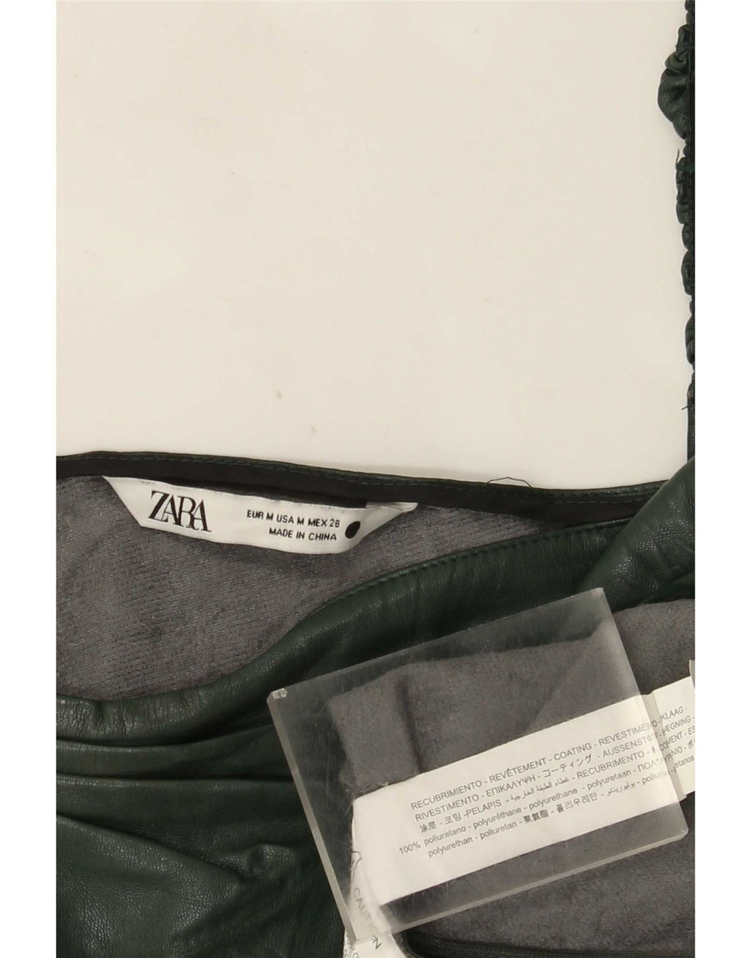 Zara Femme Haut Une Épaule En Simili Cuir UK 12 Vert Moyen Polyuréthane