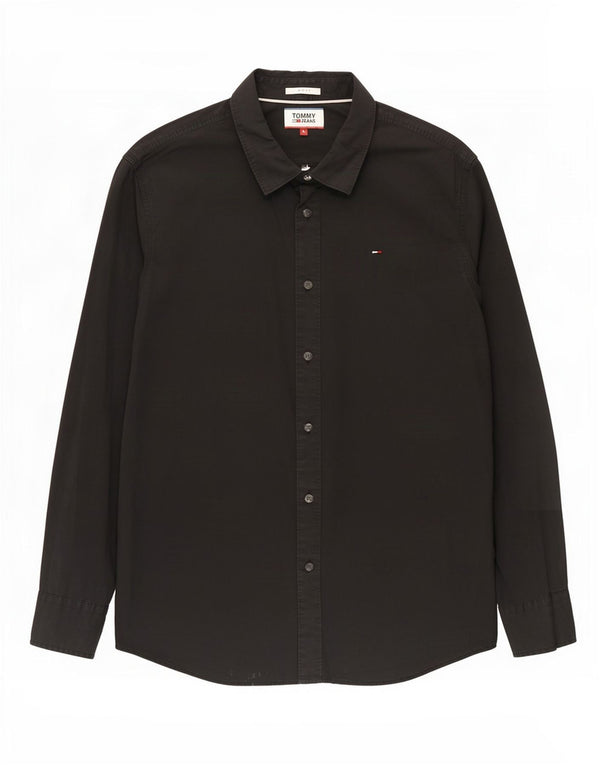 Tommy Hilfiger Chemise Slim Fit pour Homme en Coton Noir Large