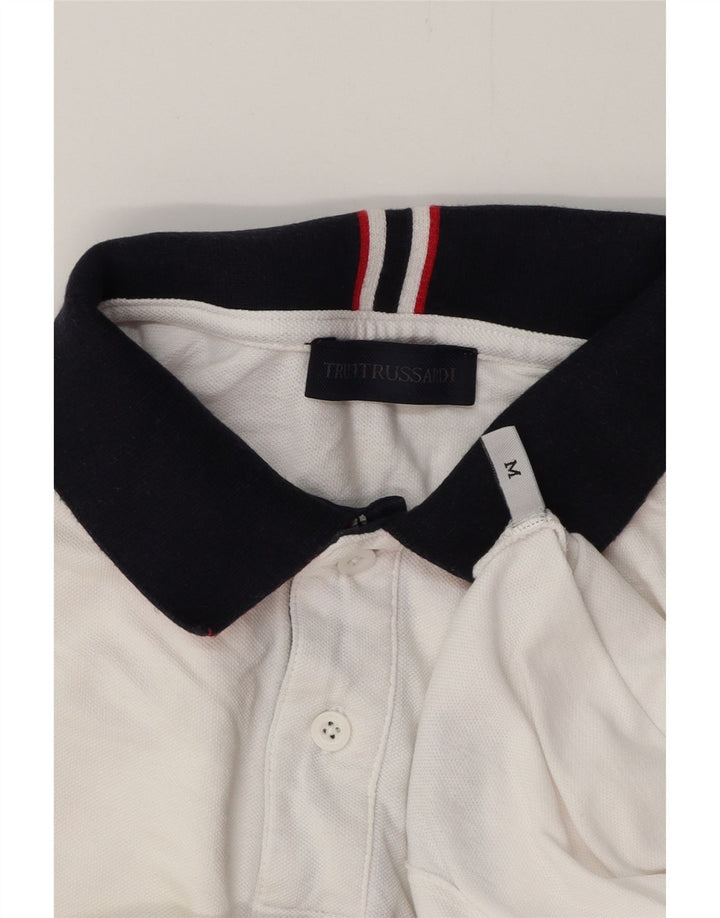 TRUSSARDI Mens Polo Shirt Medium White Vintage Trussardi and Second-Hand Trussardi from Messina Hembry 