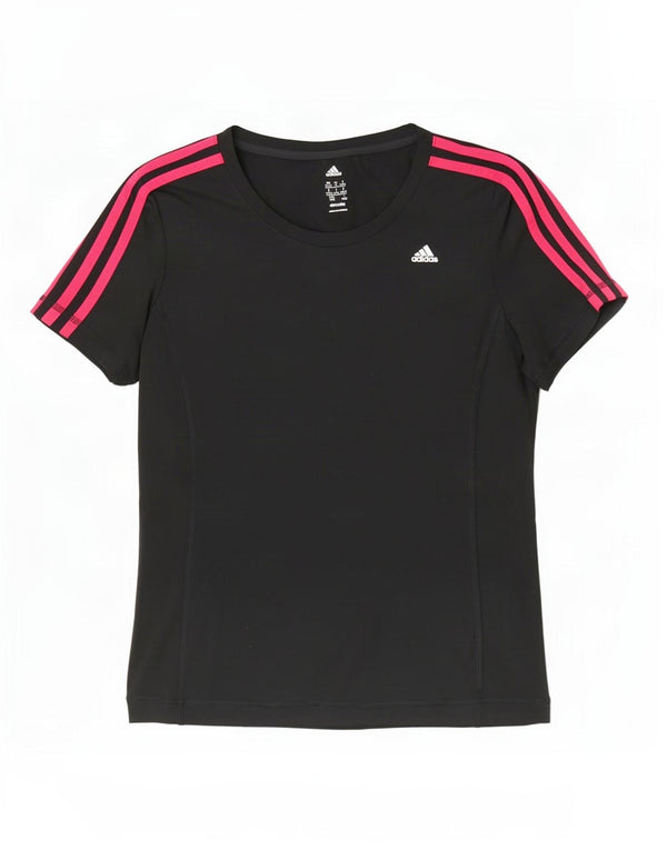 Adidas Climalite T-Shirt Top UK 12/14 Moyen Noir Polyester