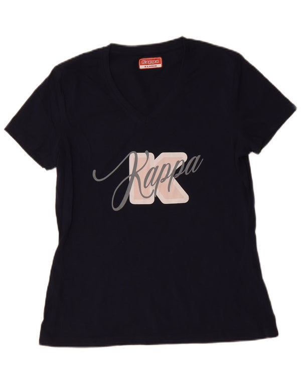 Kappa T-shirt graphique pour femme UK 18 XL Bleu marine Coton