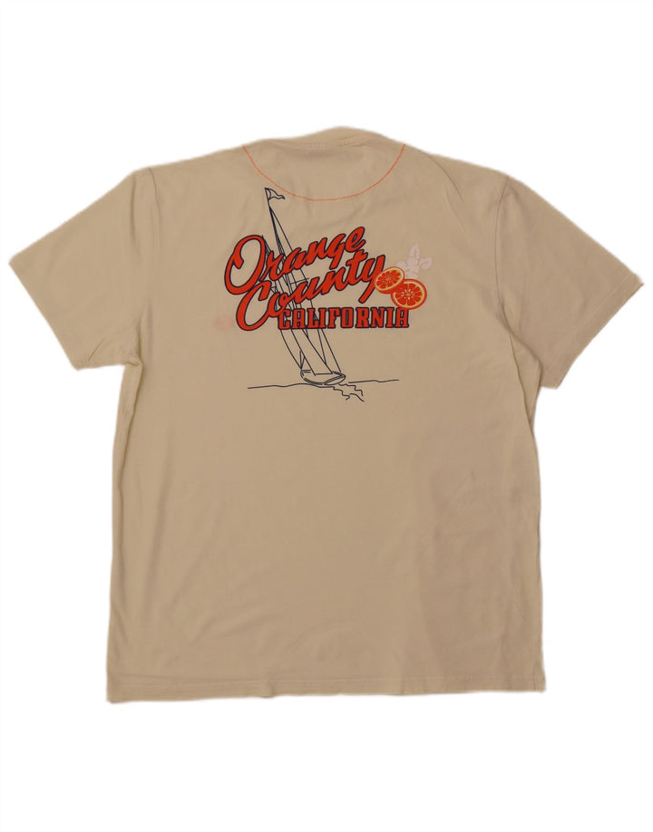 SERGIO TACCHINI T-Shirt Graphique Homme Haut XL Blanc Cassé Coton