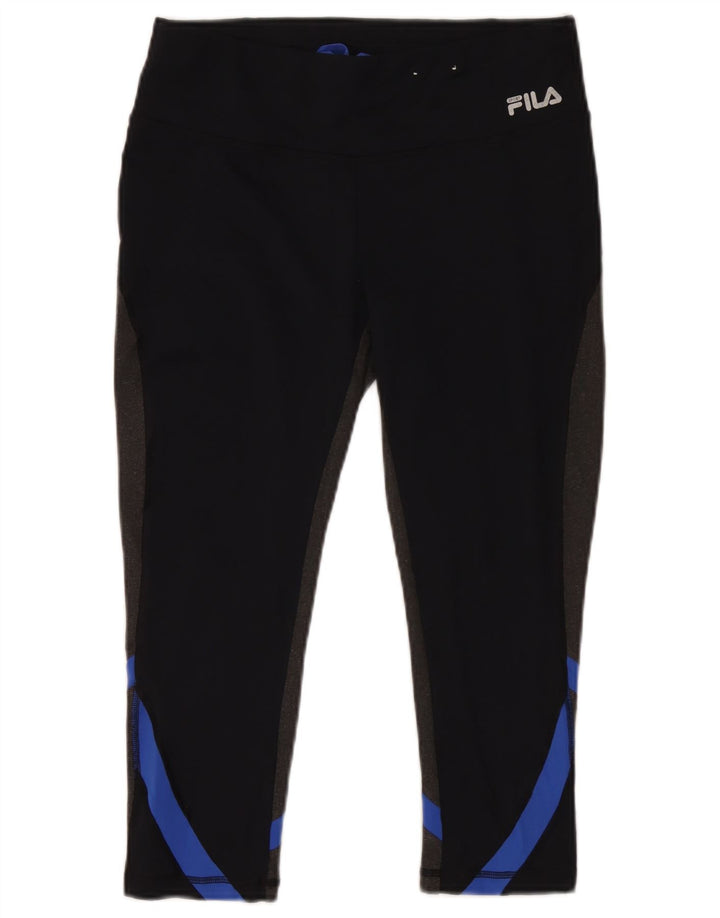 Fila Leggings Capri Femme UK 44 Polyester Colorblock Noir Moyen