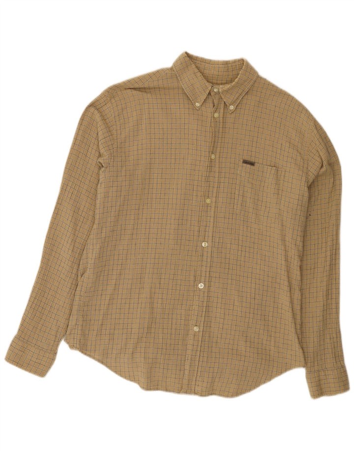 Calvin Klein Chemise Homme Grand Carreau Beige Coton