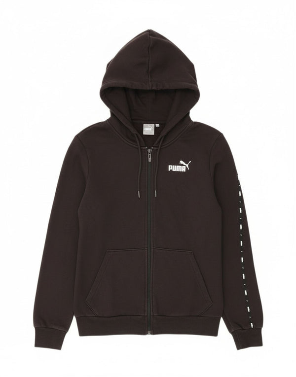 Puma Pull à capuche zippé pour femme UK 10 Small Noir Coton