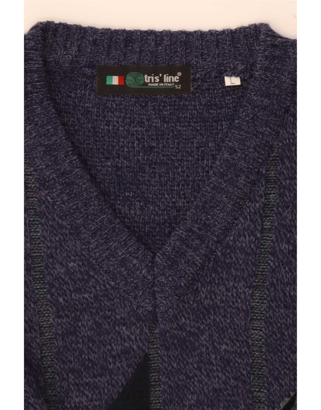 Tris Line Pull col V pour Homme Grand Bleu Marine Géométrique