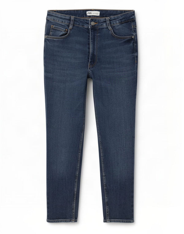 Zara Jean skinny court pour femme EU 40 Medium W30 L24 Bleu Coton