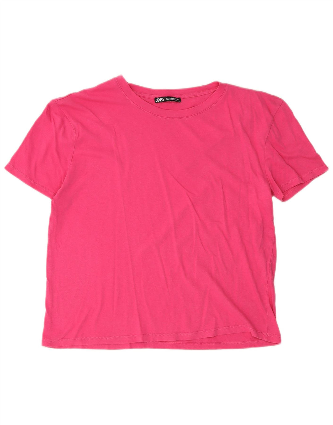 Zara T-Shirt Femme Top UK 14 Coton Rose Moyen