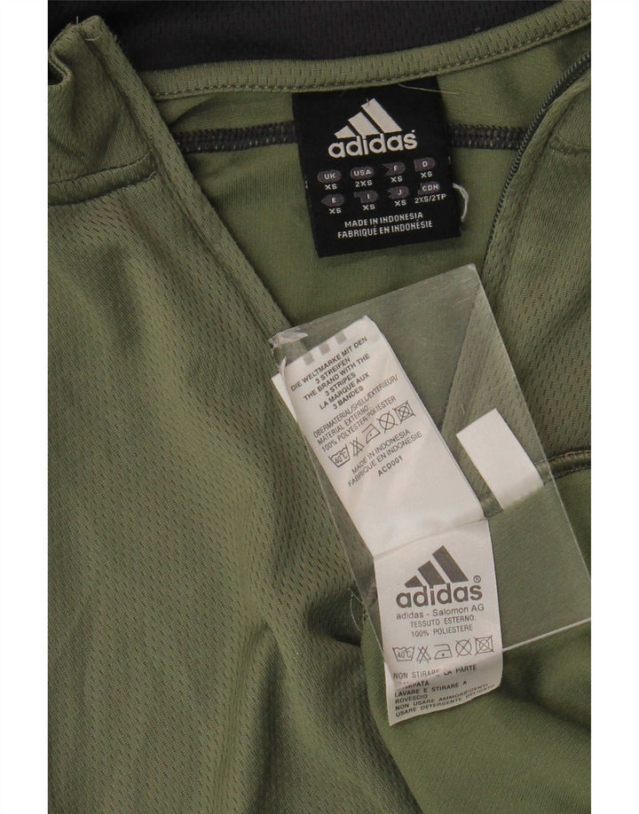Adidas Haut de survêtement à col zippé pour homme XS Kaki Polyester