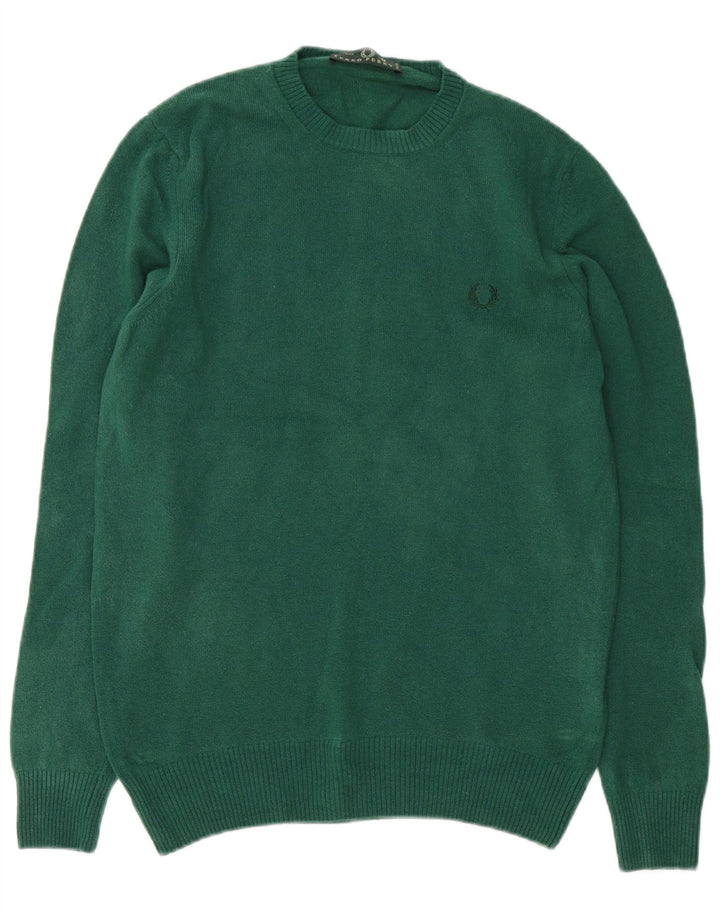 Fred Perry Pull Col Ras Du Cou Homme Vert Moyen Laine