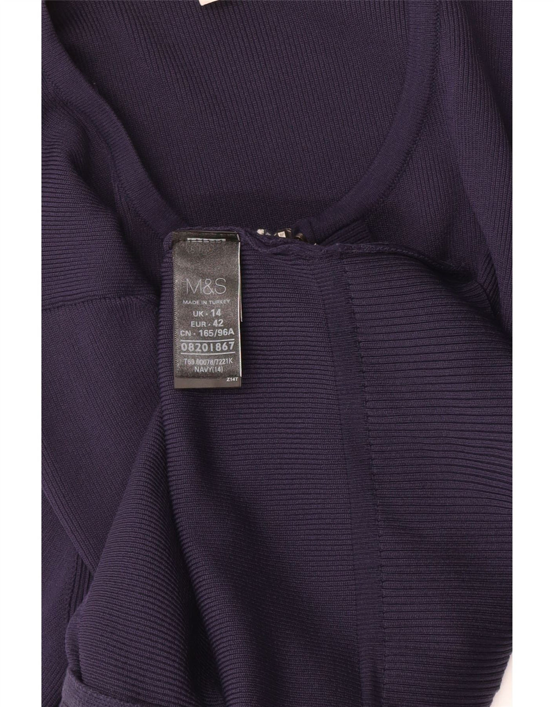 Marks & Spencer Pull Cardigan Femme UK 14 Medium Bleu Marine Polyamide