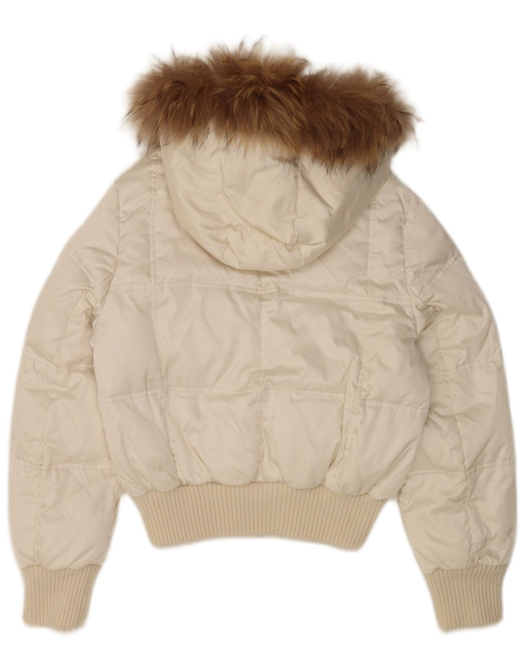 veste rembourrée à capuche femme vintage UK 14 Nylon blanc moyen