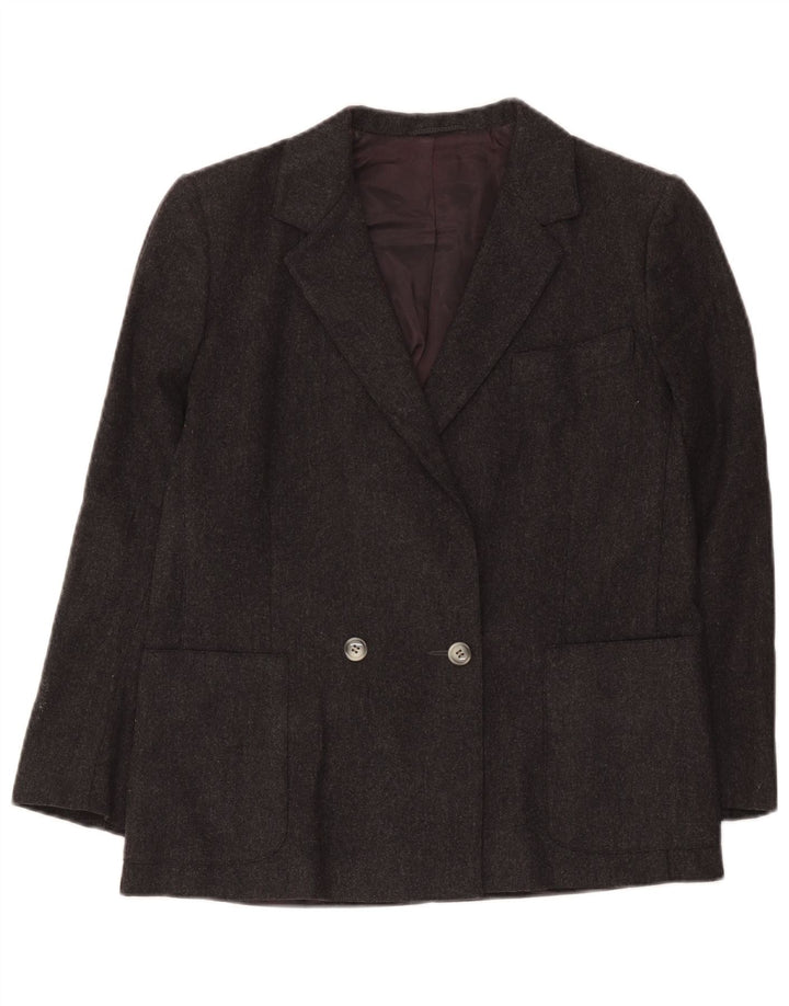 vintage Femme Double Breasted Blazer Veste UK 12 Gris Moyen