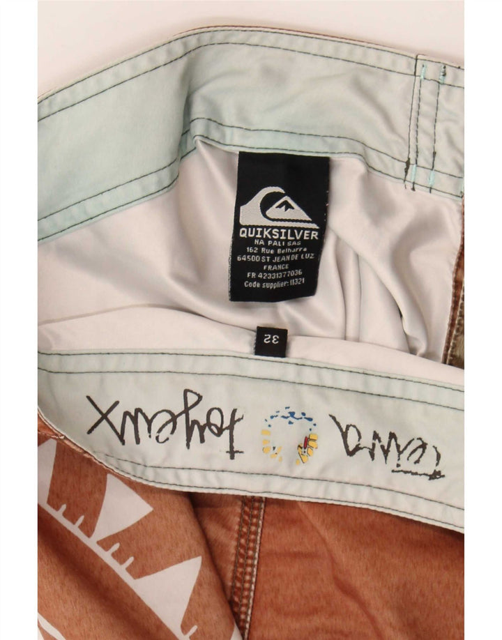 Quiksilver Short de Bain Graphique Homme Marron Moyen Géométrique Polyester