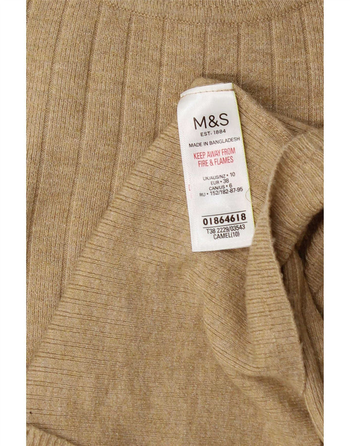 Marks & Spencer Pull col roulé pour femme UK 10 Small Beige Viscose
