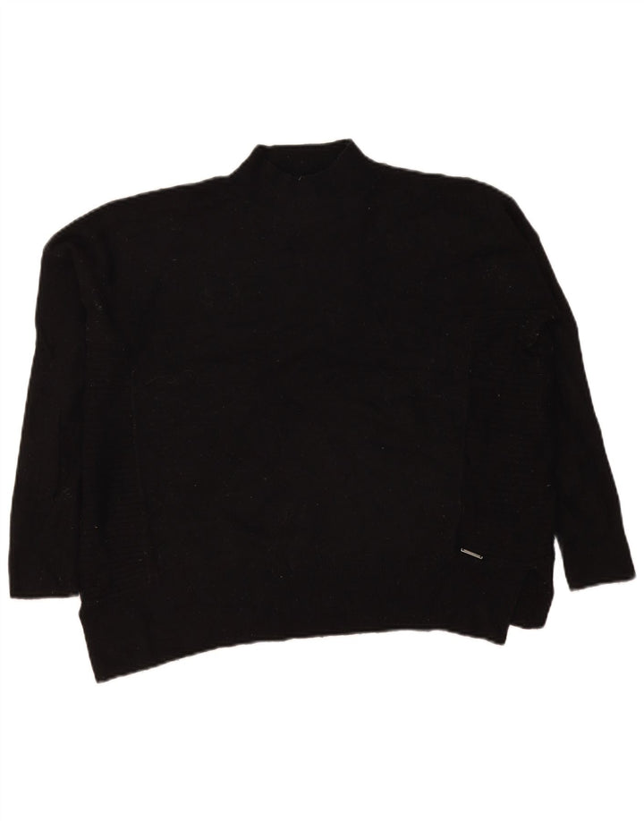 Superdry Pull surdimensionné à col roulé pour femme UK 8 Petite laine noire