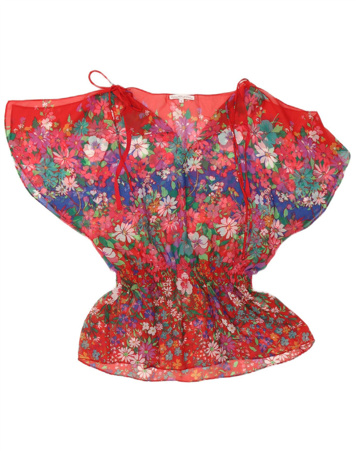 Replay Femme Chemisier Top UK 44 Rouge Moyen Floral Polyester