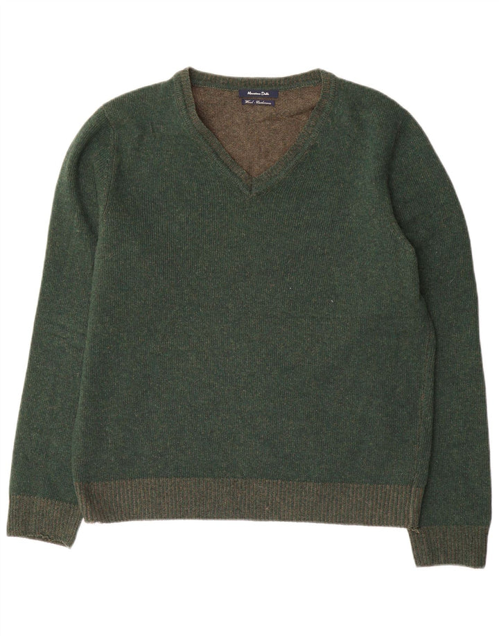 Massimo Dutti Pull Col V Homme Vert Moyen Laine