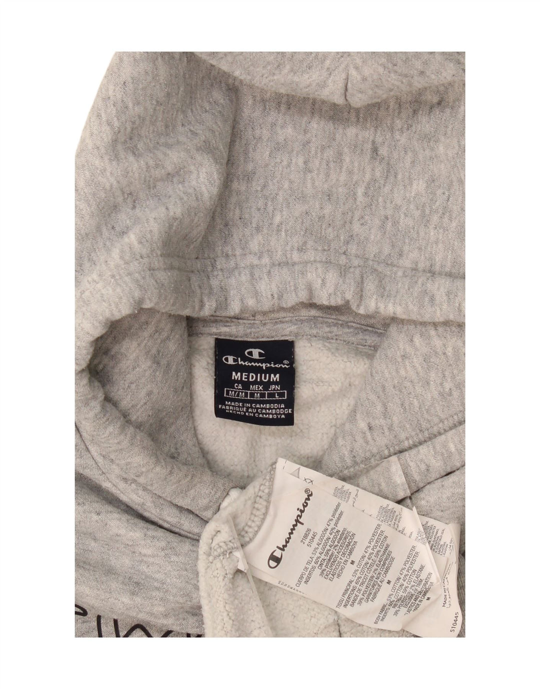 Champion Pull à Capuche Graphique Homme Gris Moyen Moucheté Coton