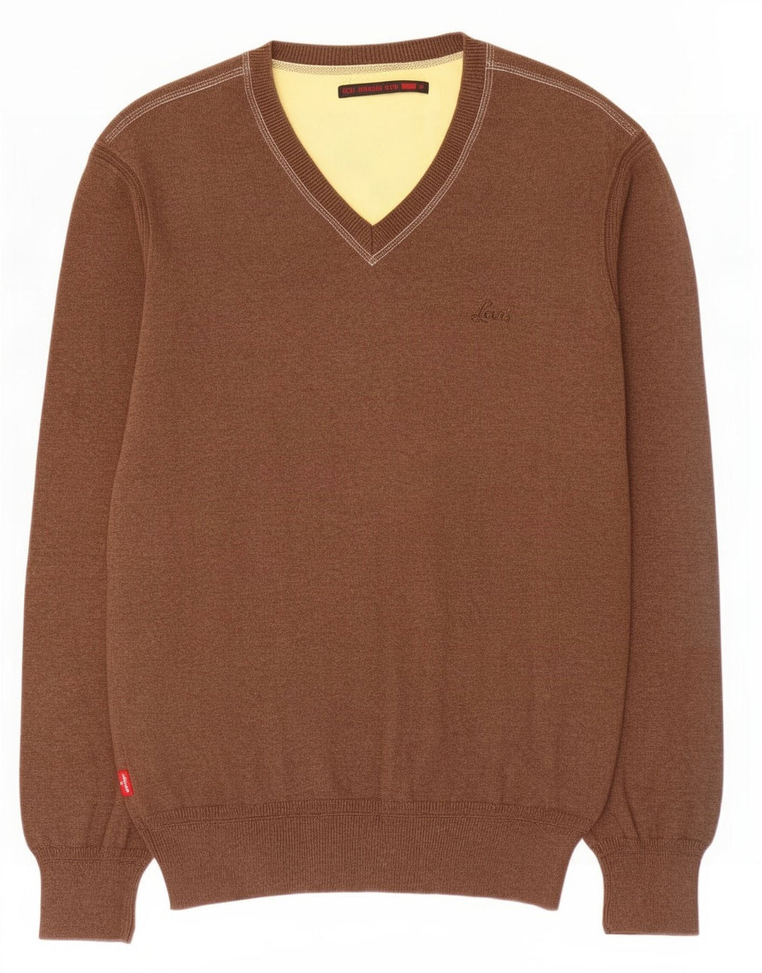 Levi's Pull Col V Homme Marron Moyen Coton