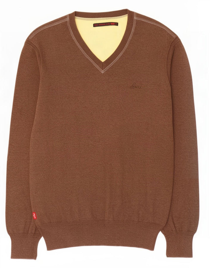 Levi's Pull Col V Homme Marron Moyen Coton