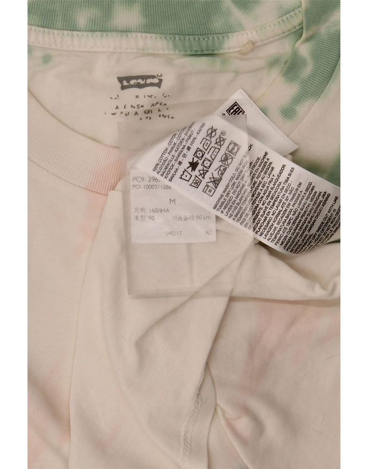 Levi's T-Shirt Femme UK 44 Coton Tie Dye Blanc Moyen