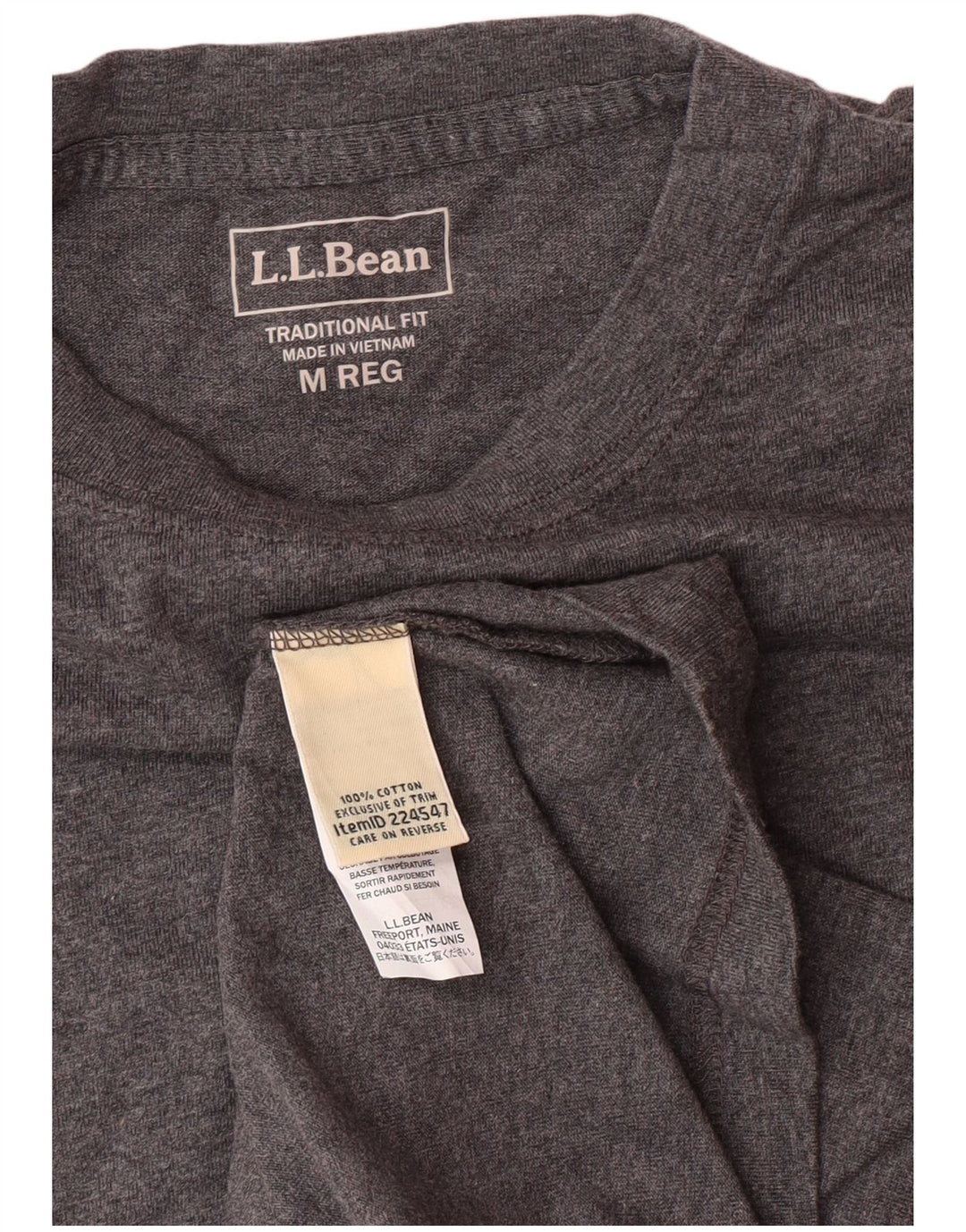 L.L.BEAN T-Shirt Coupe Traditionnelle Homme Gris Moyen Coton