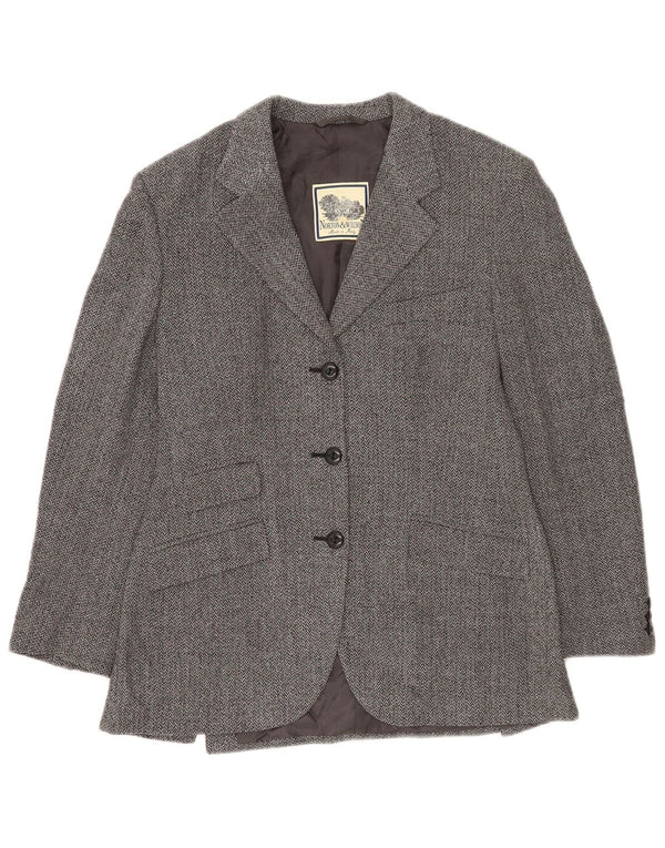 Norton & Wilson Veste blazer à 3 boutons pour femme UK 12 Gris moyen à chevrons