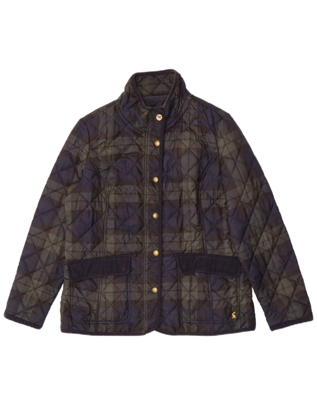 Joules Veste matelassée pour femme UK 18 XL Bleu marine à carreaux en polyester