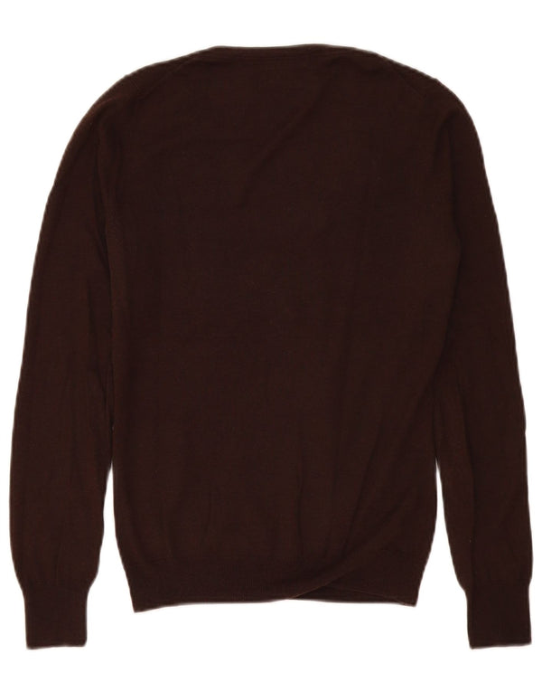 Massimo Dutti Pull col V pour femme UK 10 Petite soie marron