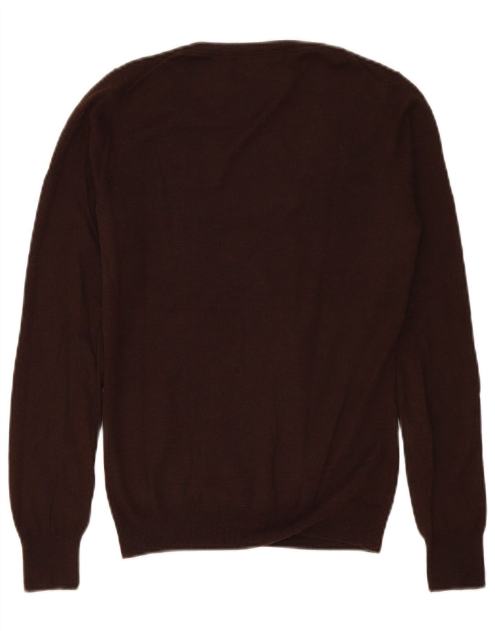 Massimo Dutti Pull col V pour femme UK 10 Petite soie marron